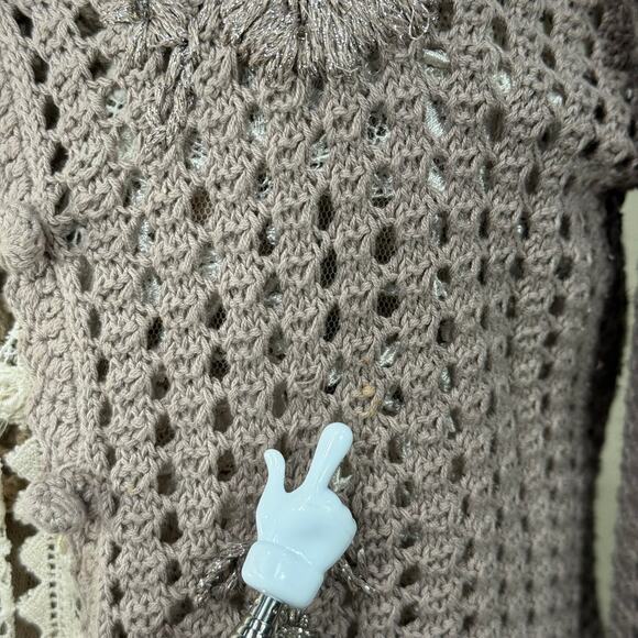 90s Y2k Embroidered Floral Cardigan Sweater Mori Kei Forest Fairy Coquette M - Picture 10 of 10